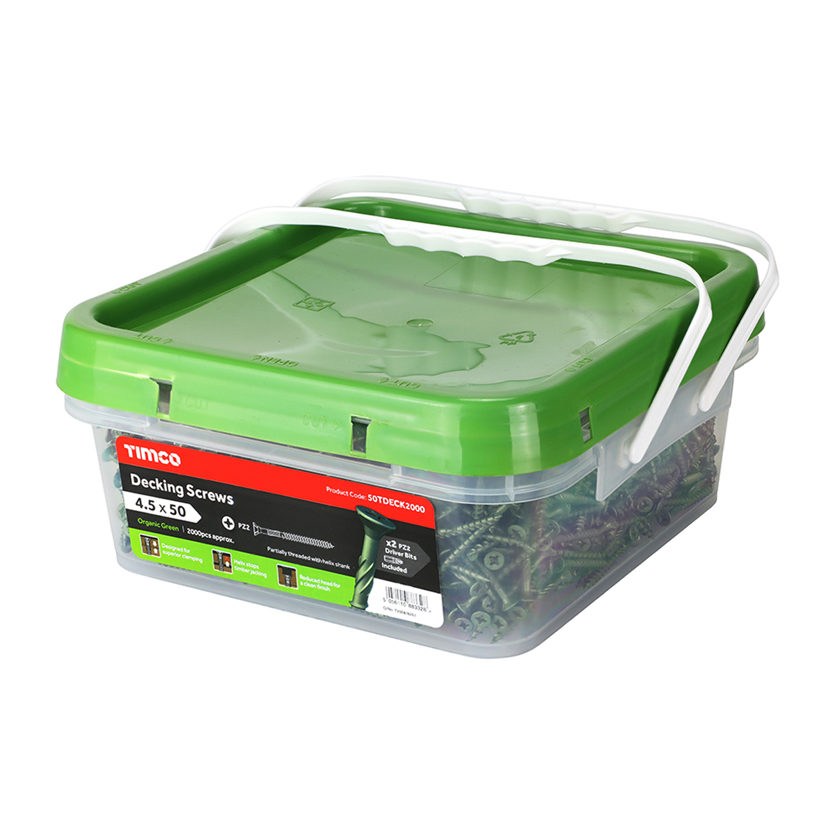 Decking Screws - PZ - Double Countersunk - Exterior - Green - TUB