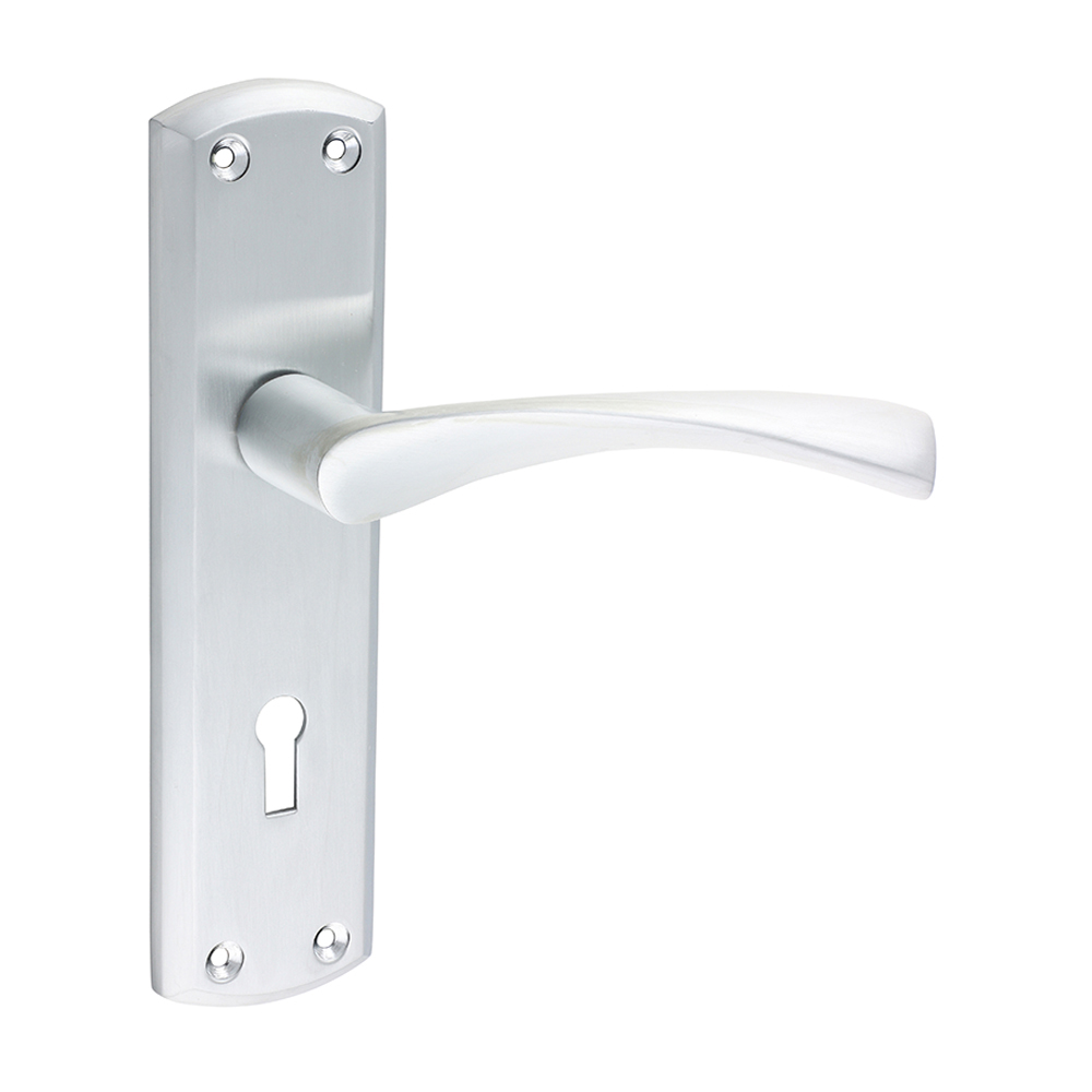 Shop Zeta Lock Handles - Satin Chrome 175 x 45