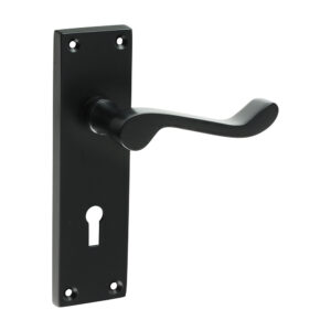 Shop Victorian Scroll Lock Handles - Matt Black - 152 x 42