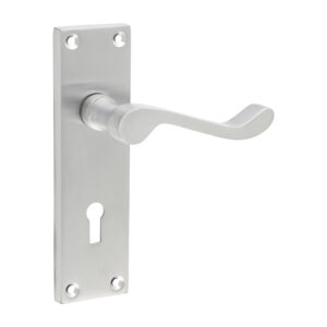 Shop Victorian Scroll Lock Handles - Satin Chrome 152 x 42