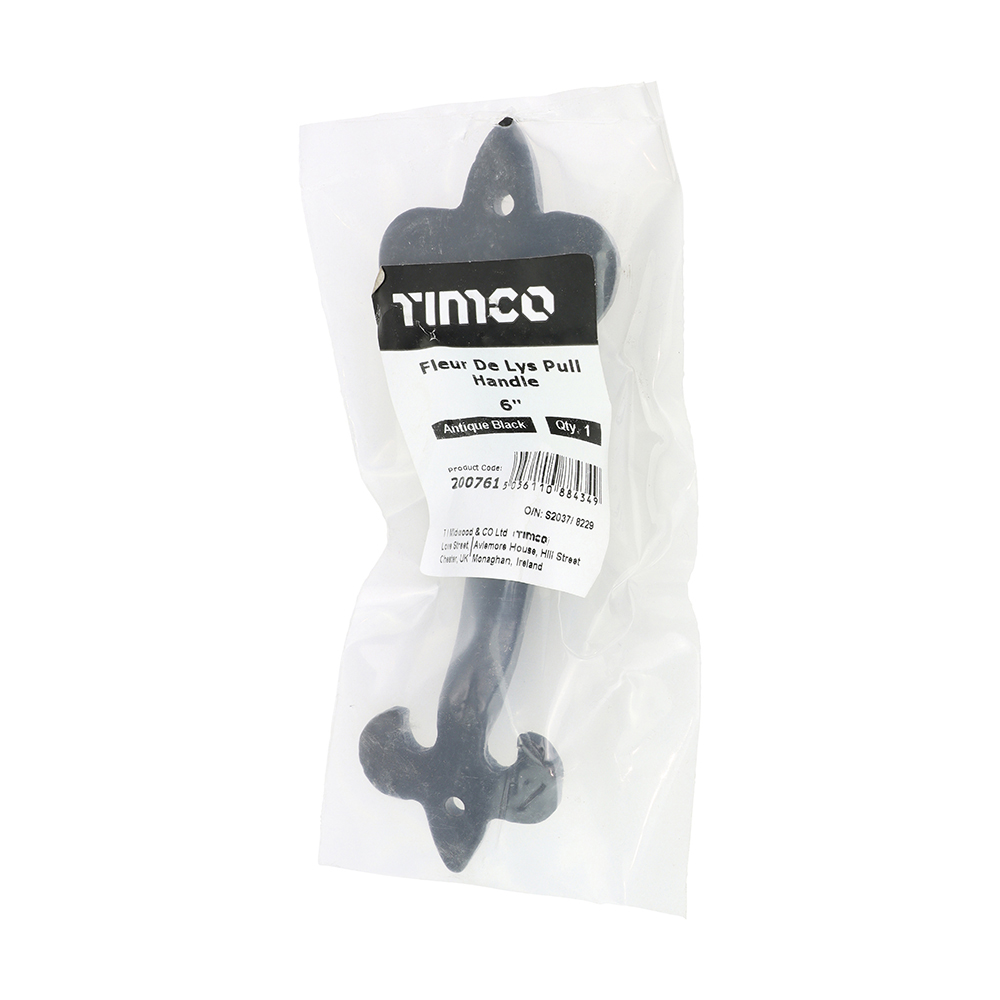 Timco 6" Fleur De Lys Pull Handle Antique Black