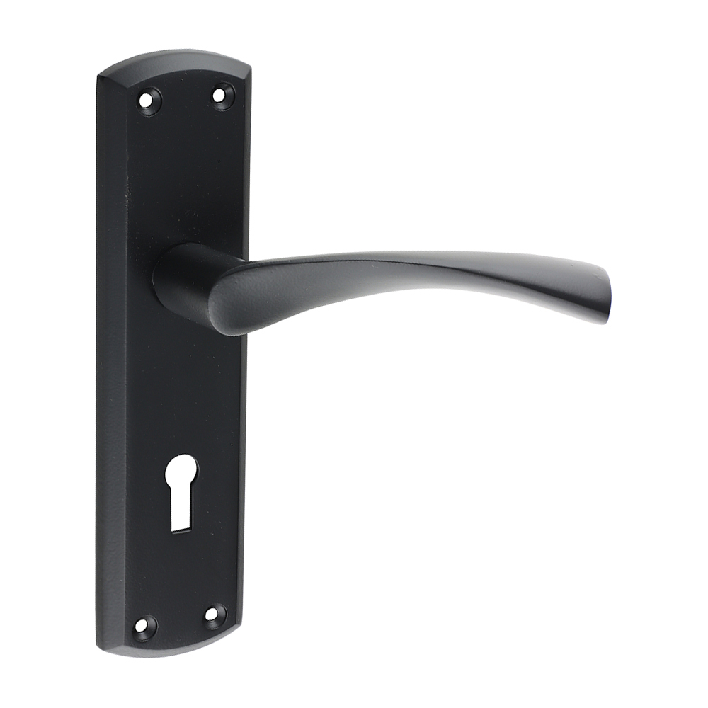 Shop Zeta Lock Handles - Matt Black 175 x 45