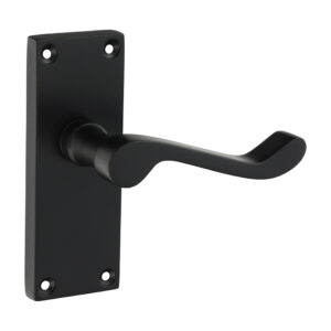 Shop Victorian Scroll Latch Handle - Matt Black - 114 x 42
