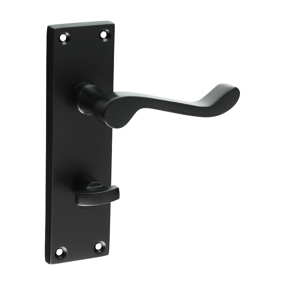 Shop Victorian Scroll Bathroom Handles - Matt Black