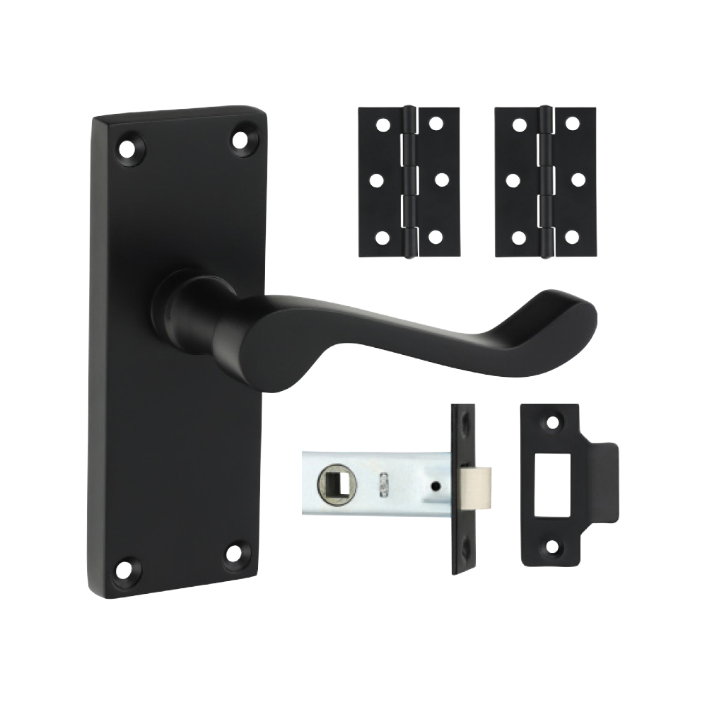 Shop Victorian Scroll Latch Door Pack - Matt Black