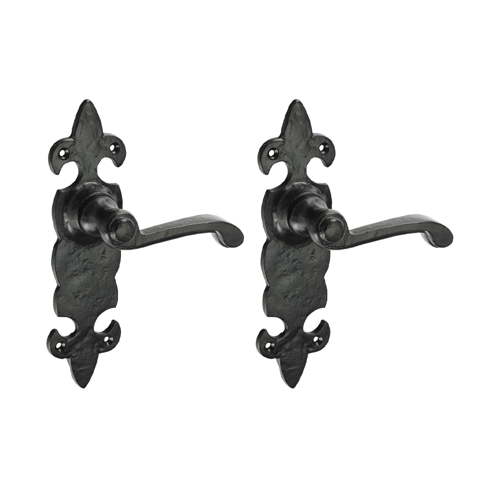 Shop Fleur De Lys Ornate Lever Latch Handles - Antique Black 195 x 55