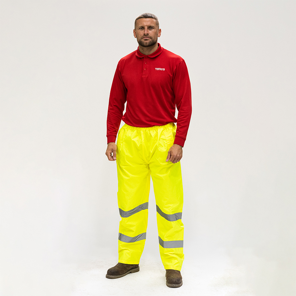 Shop Hi-Visibility Elasticated Waist Trousers - Yellow