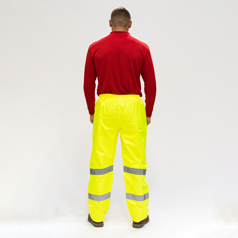 Hi-Visibility Elasticated Waist Trousers - Yellow - Back View