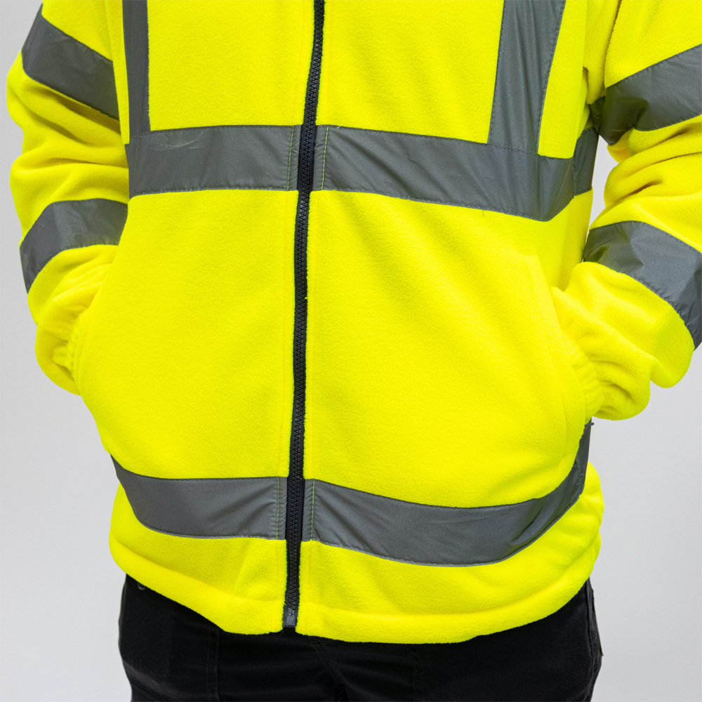 Hi-Visibility Fleece Jacket - Yellow - Close Up