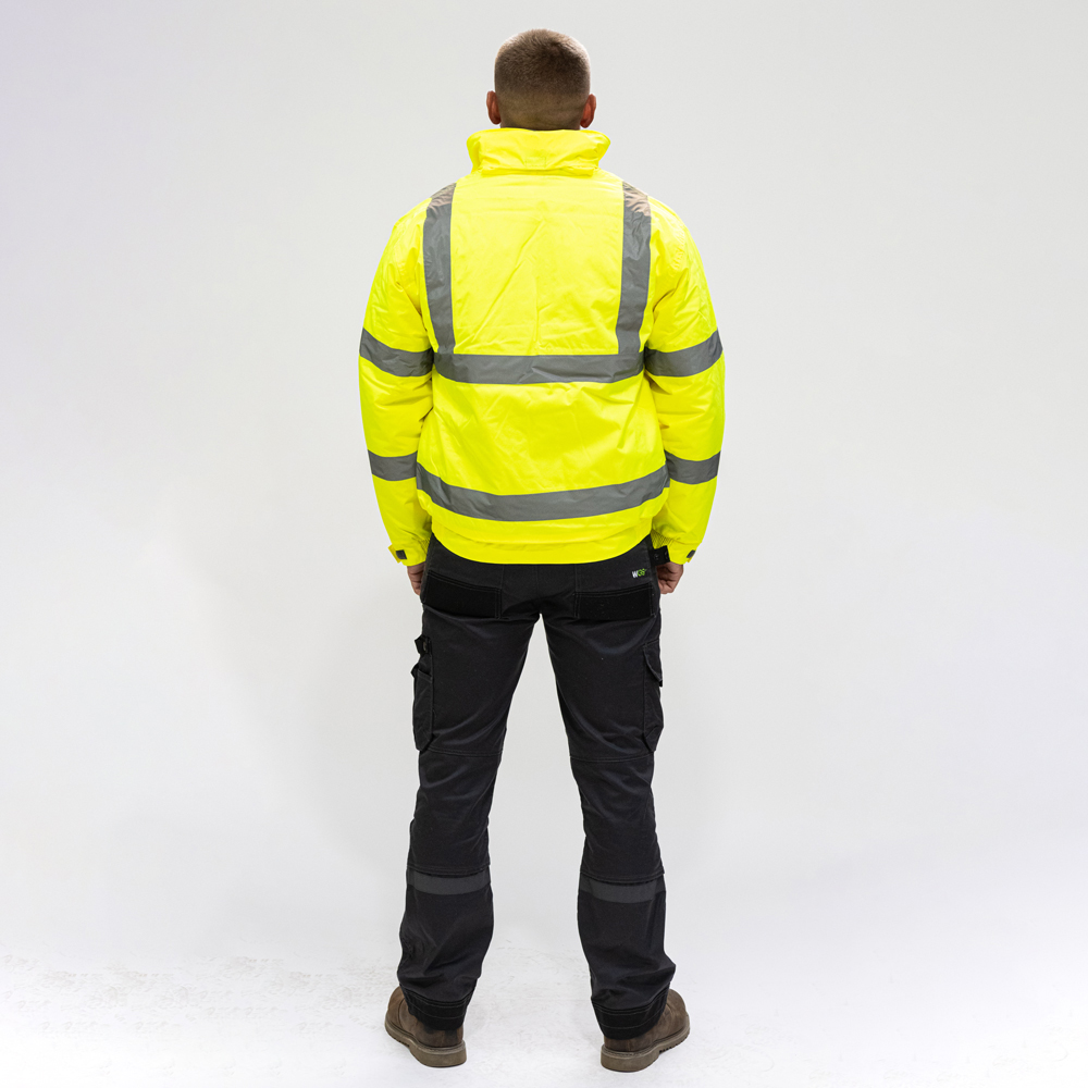 Hi-Visibility Bomber Jacket - Yellow - Back View
