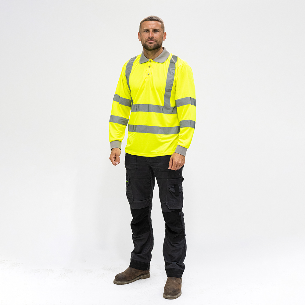 Shop Hi-Visibility Polo Shirt - Long Sleeve - Yellow