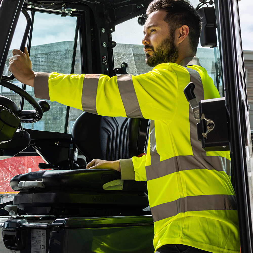 Hi-Visibility Polo Shirt - Long Sleeve - Yellow - Lifestyle