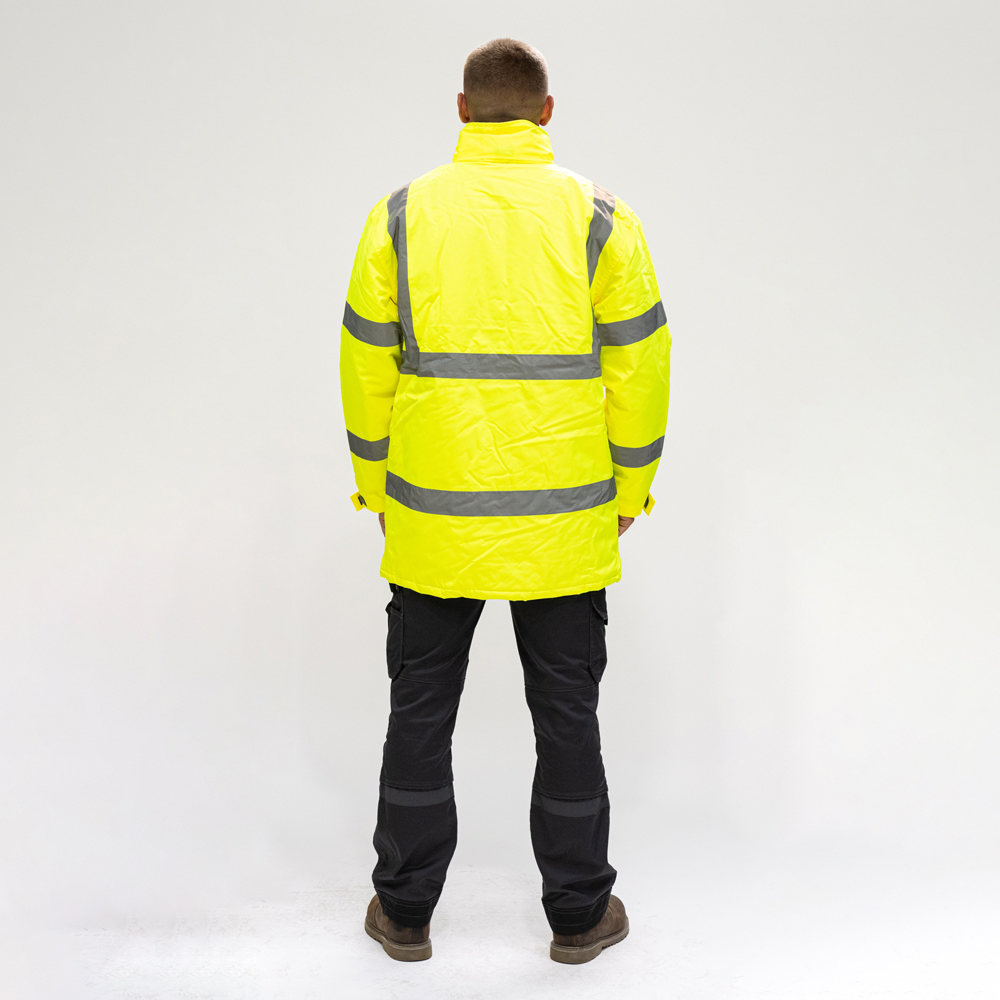 Hi-Visibility Parka Jacket - Yellow - Back View