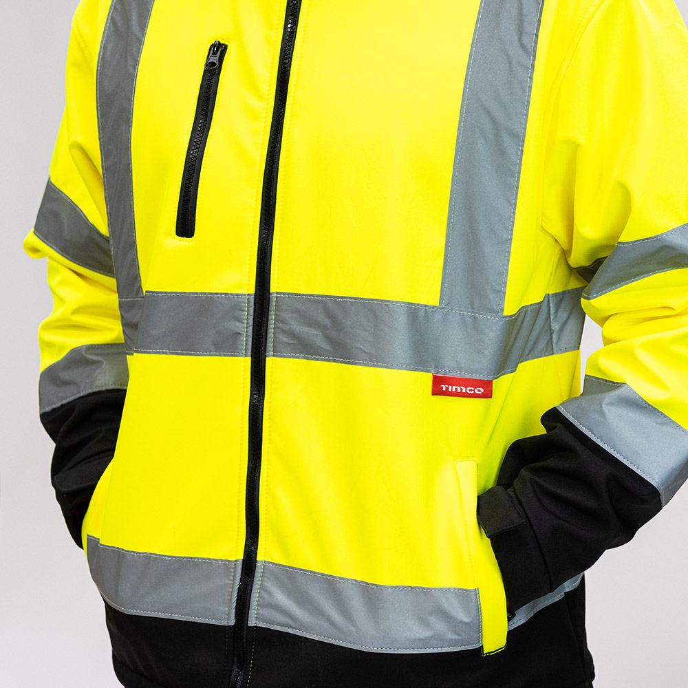 Hi-Visibility Softshell Jacket - Yellow - Close Up