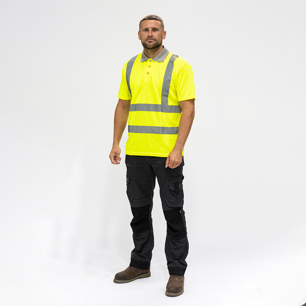 Shop Hi-Visibility Polo Shirt - Short Sleeve - Yellow