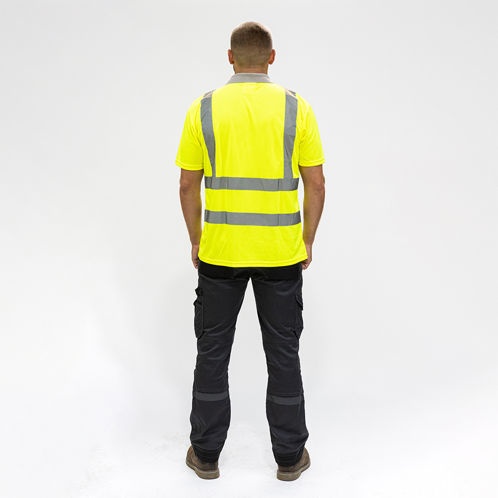 Hi-Visibility Polo Shirt - Short Sleeve - Yellow - Back View