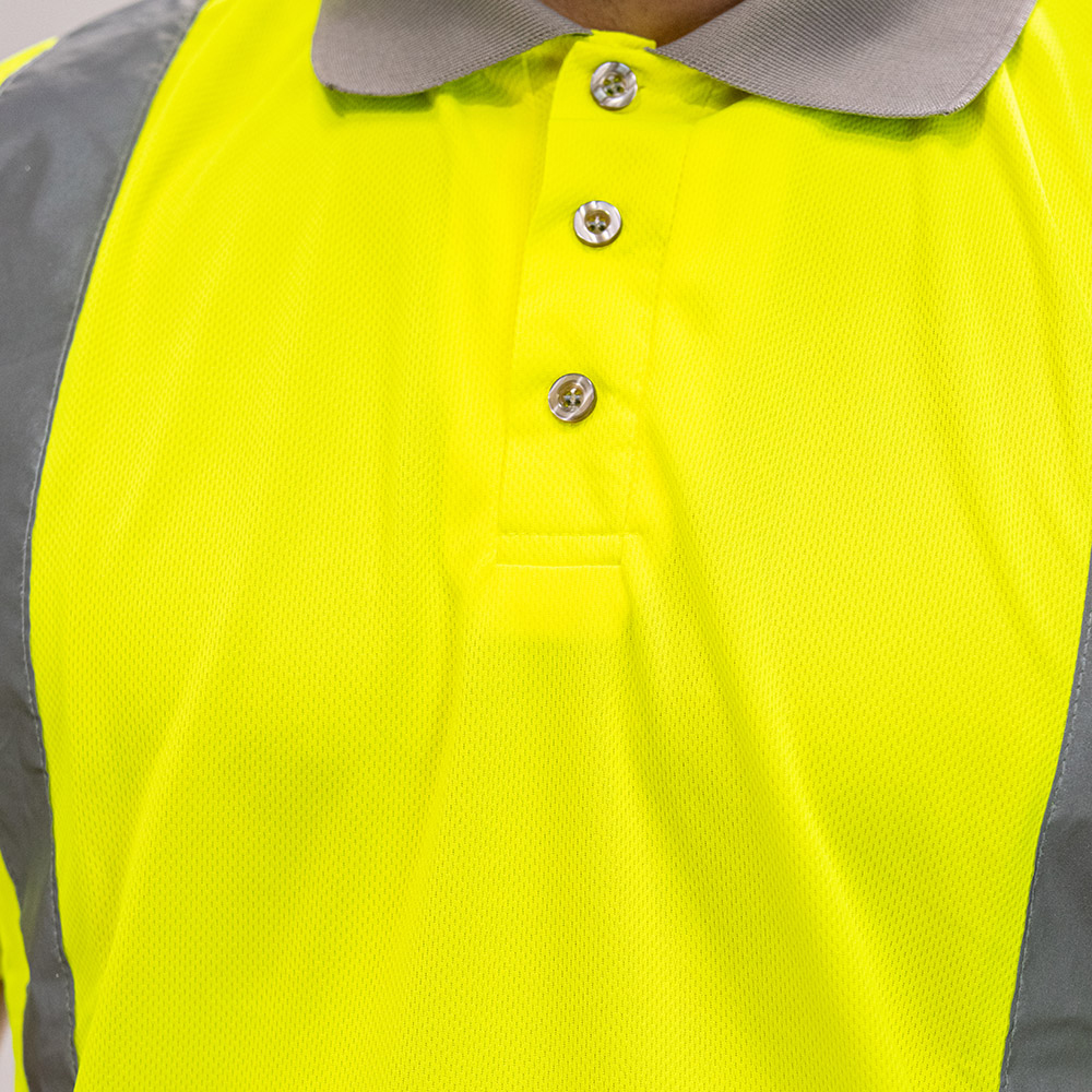 Hi-Visibility Polo Shirt - Short Sleeve - Yellow - Close Up