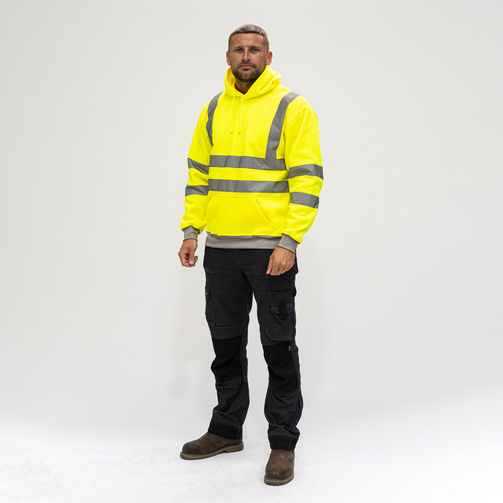 Shop Hi-Visibility Sweatshirt with Hood - Yellow