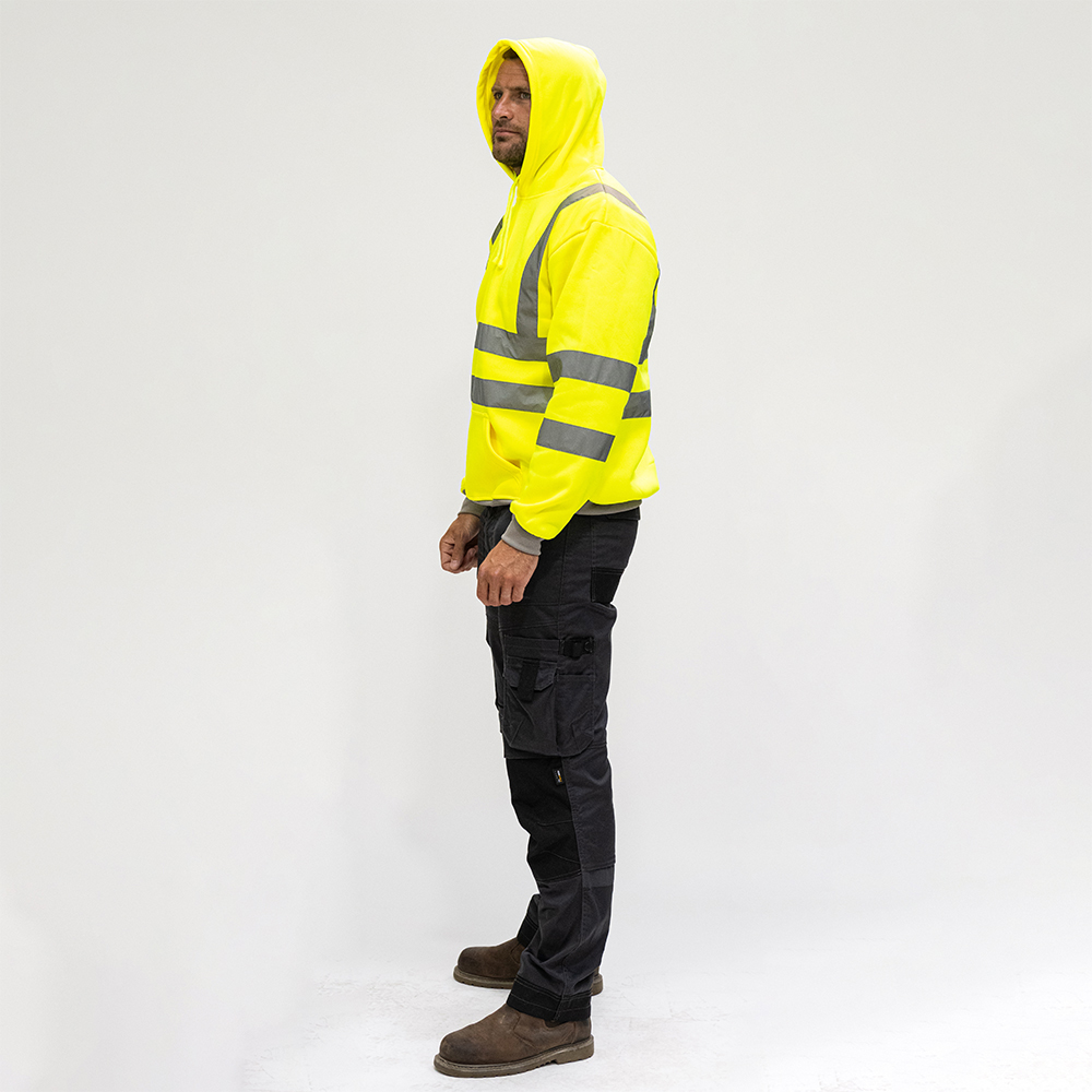 Hi-Visibility Sweatshirt with Hood - Yellow - Side