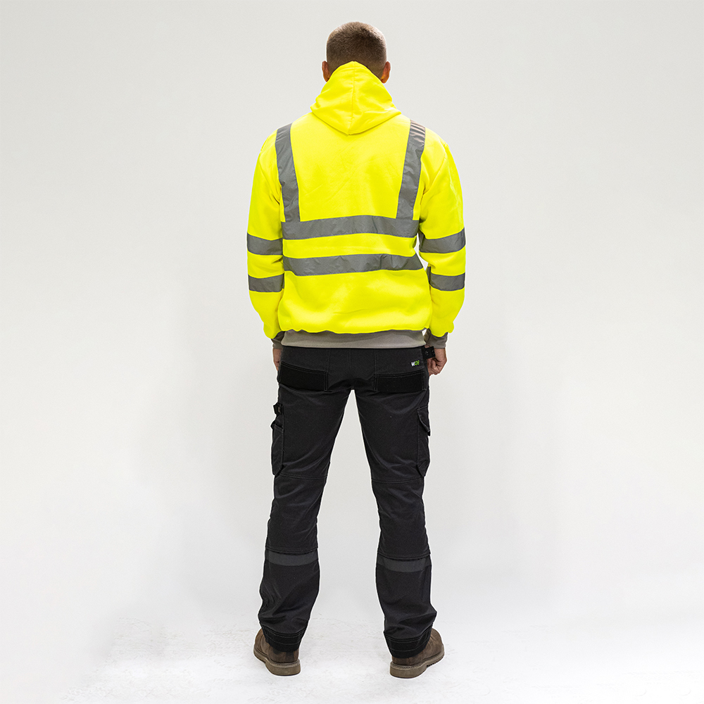 Hi-Visibility Sweatshirt with Hood - Yellow - Back