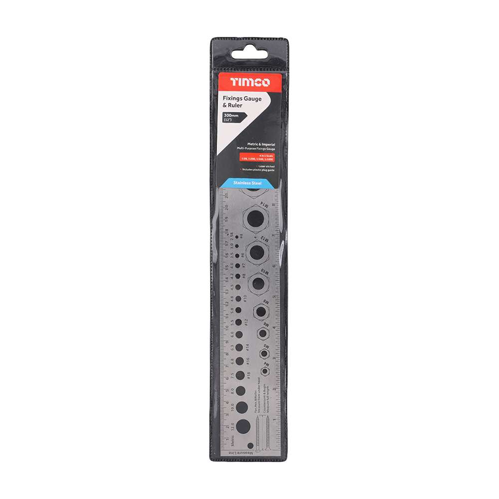 Timco Fixings Gauge and Ruler - In Packet