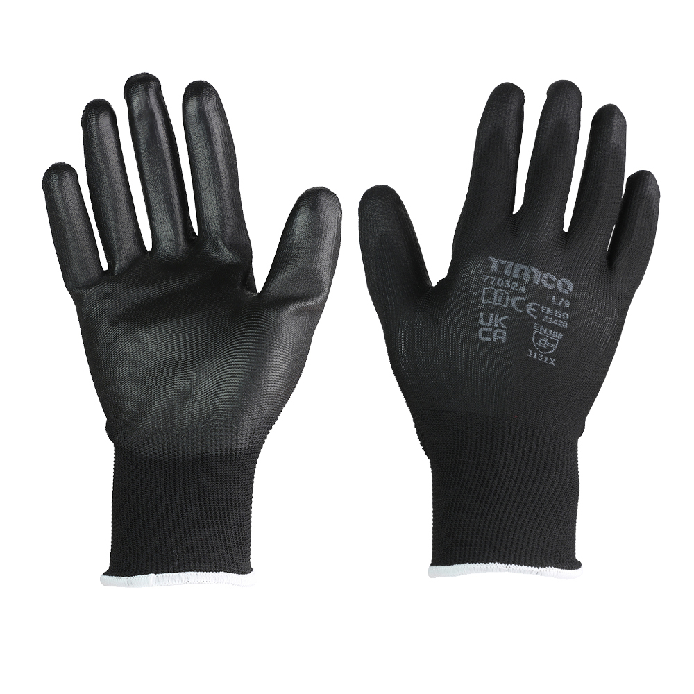 770324_w1 Durable Grip Gloves - PU Coated Polyester - Multi Pack Large