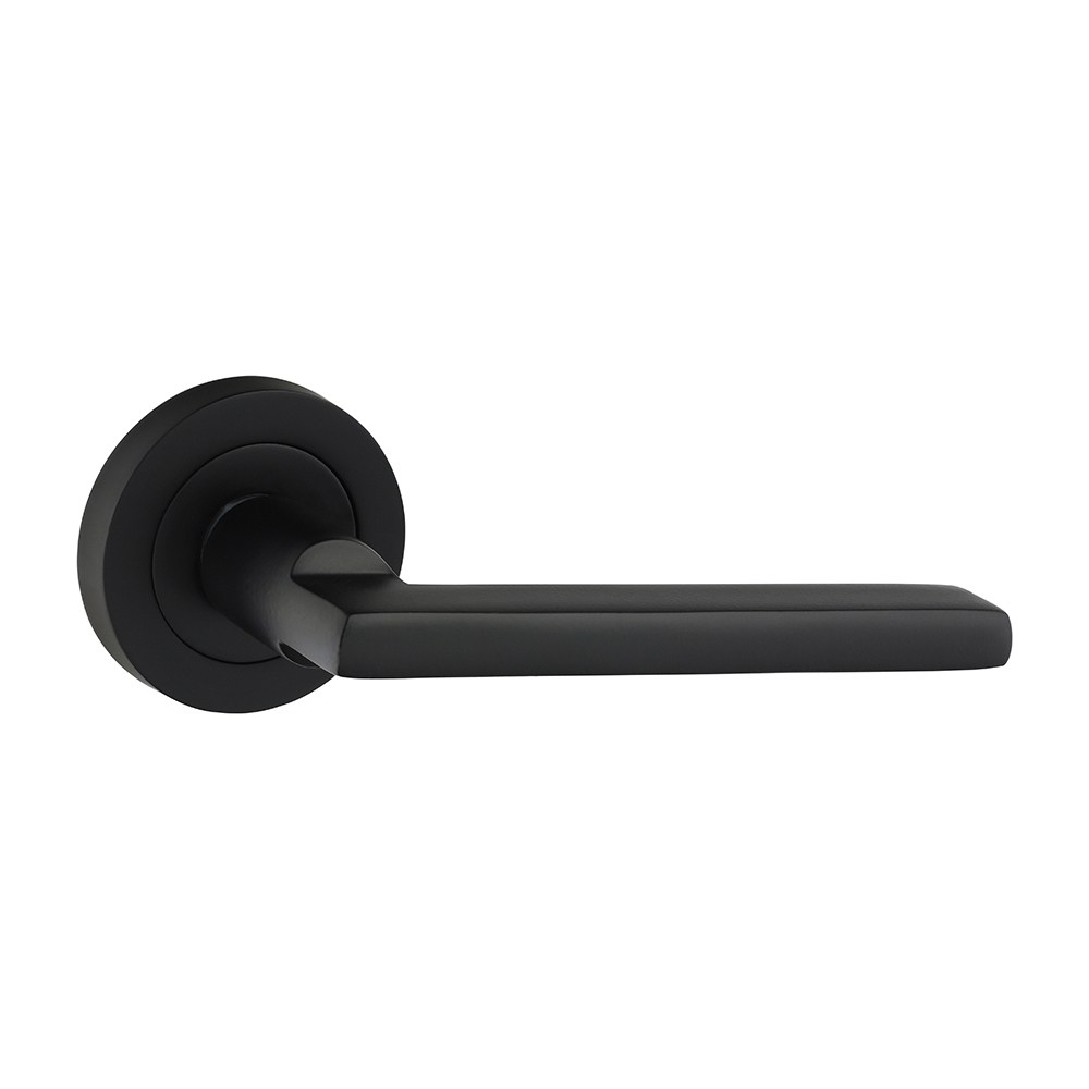 Radmore Lever On Rose Door Handles - Matt Black