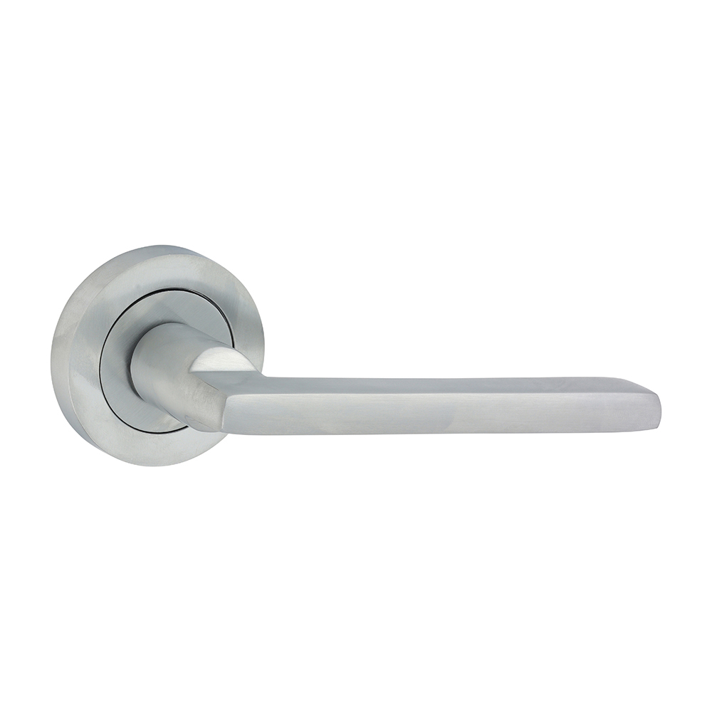 Radmore Lever On Rose Door Handles - Satin Chrome