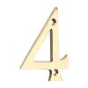 Door Numeral 4 - Polished Brass - 75mm