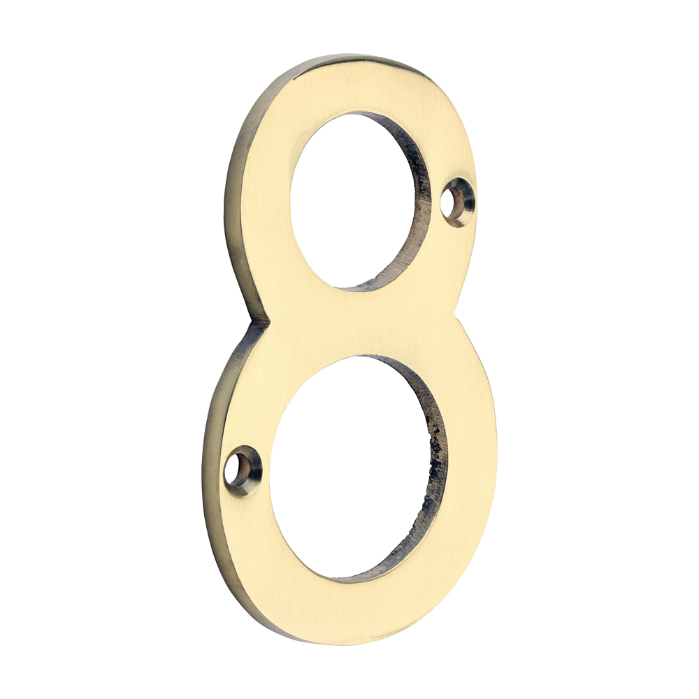 Timco Door Numeral 8 - Polished Brass 75mm - 200036