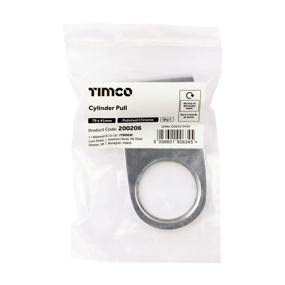 Timco Cylinder Pull - Polished Chrome 79 x 41 - bag