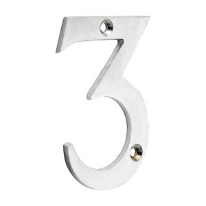 Timco Door Numeral 3 - Satin Chrome 75mm - 200457