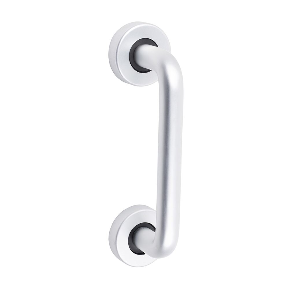 725091BX_w1 D Shaped Pull Handle On Rose - Satin Anodised Aluminium - 152 x 19