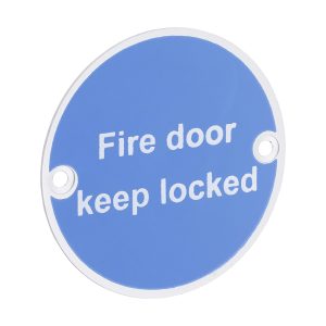 Fire Door Keep Locked Sign - Satin Anodised Aluminium - 76mm - Bag of 1 - 725109BX