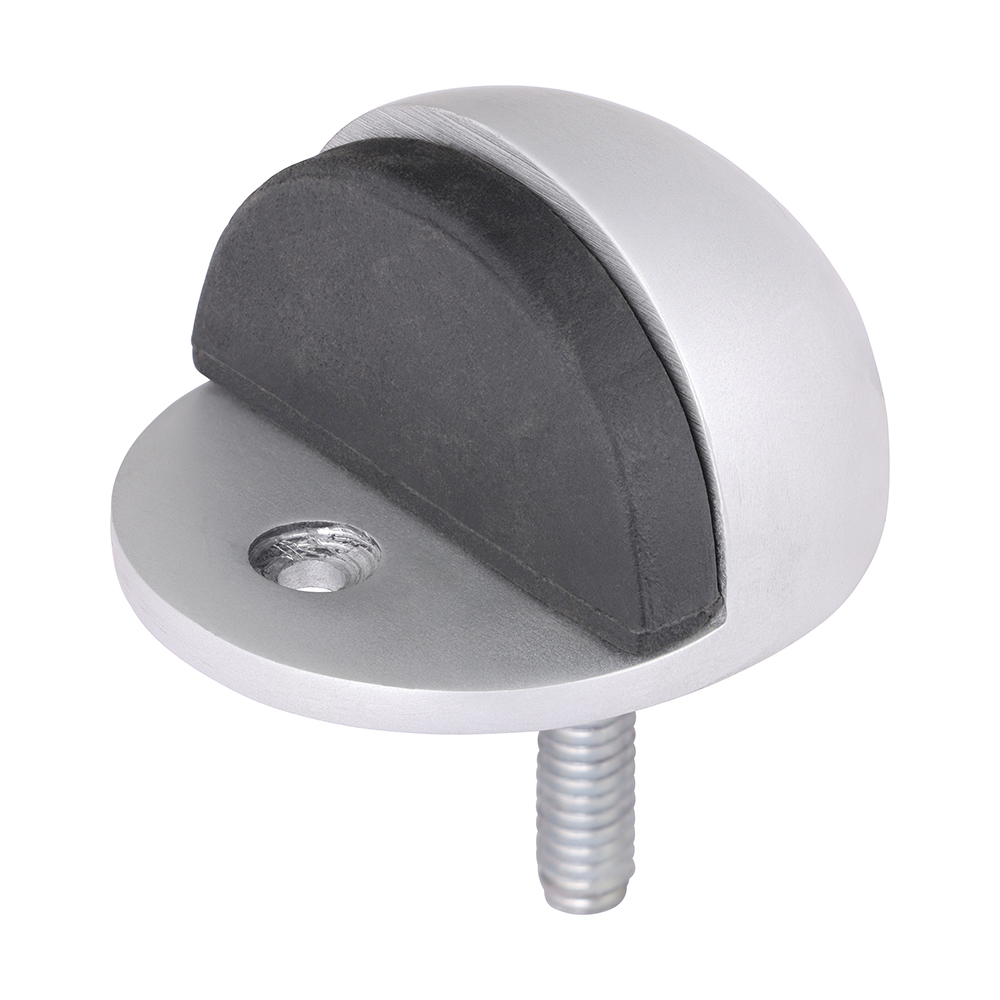 Oval Door Stop - Satin Anodised Aluminium 50mm