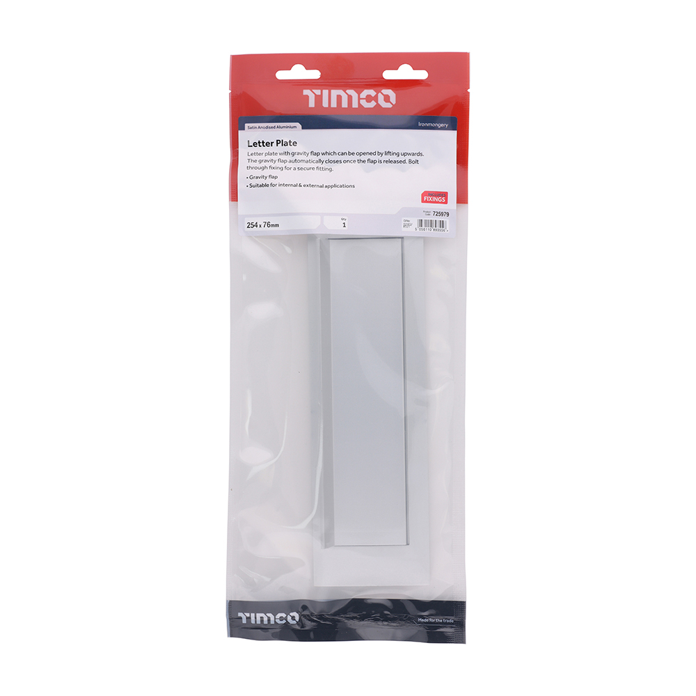 725979_w2-1 Timco Letter Plate - Satin Anodised Aluminium 254 x 76 - TIMpac of 1 - TIMpac