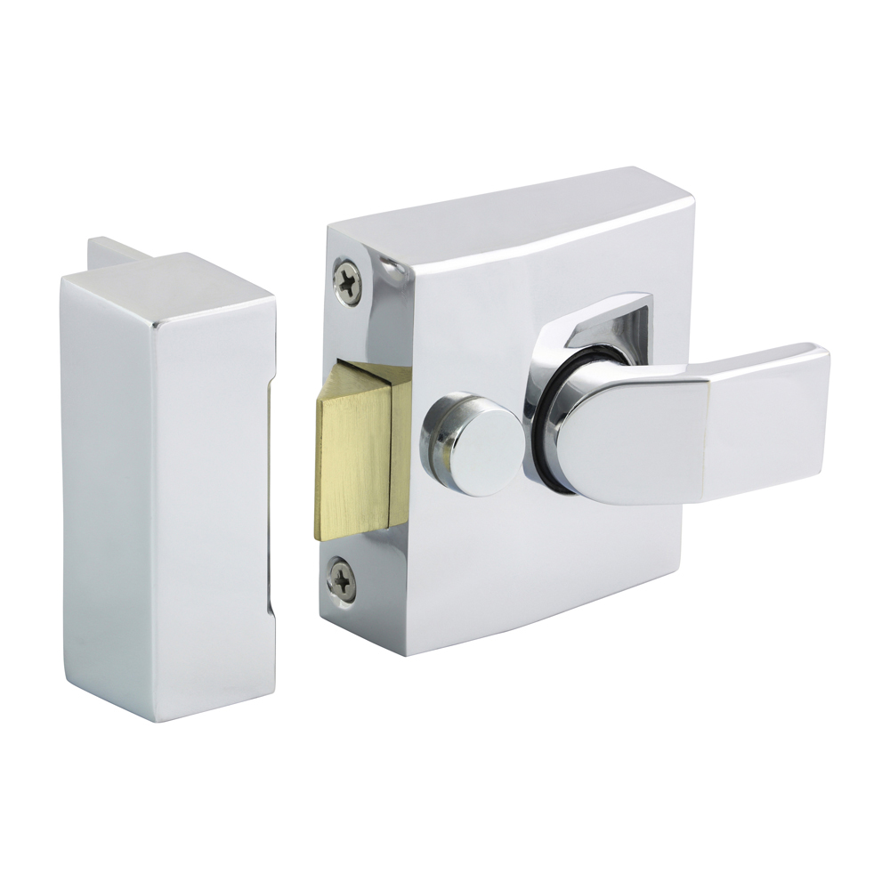 Narrow Style Nightlatch - Chrome 68 case / 40 backset