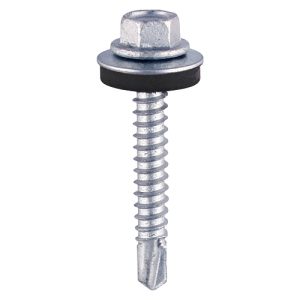 Timco Metal Construction Light Section Screws - Hex - EPDM Washer - Self-Drilling - Zinc 5.5 x 50 - Bag of 100 - ZL50W16