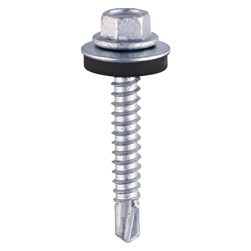 ZL50W16_w1 Timco Metal Construction Light Section Screws - Hex - EPDM Washer - Self-Drilling - Zinc 5.5 x 50 - Bag of 100 - ZL50W16