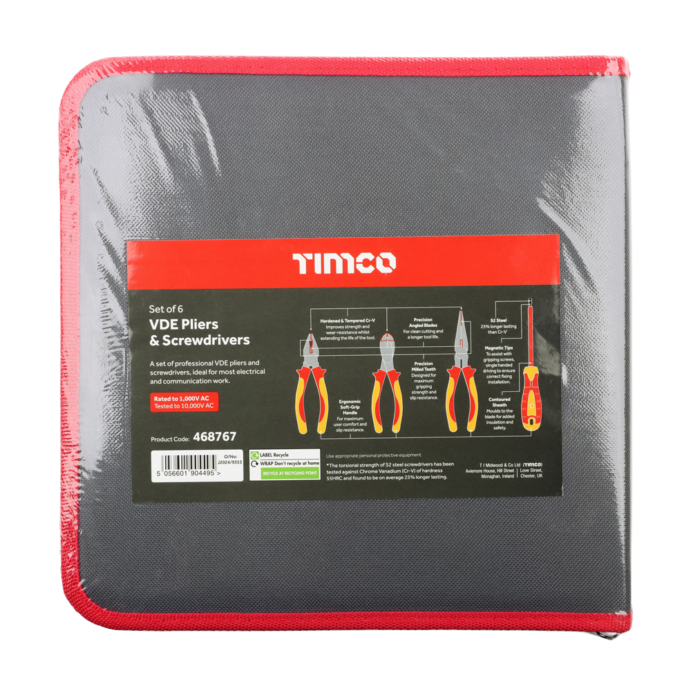 Picture of VDE Pliers & Screwdriver Set, 6 pieces back of case