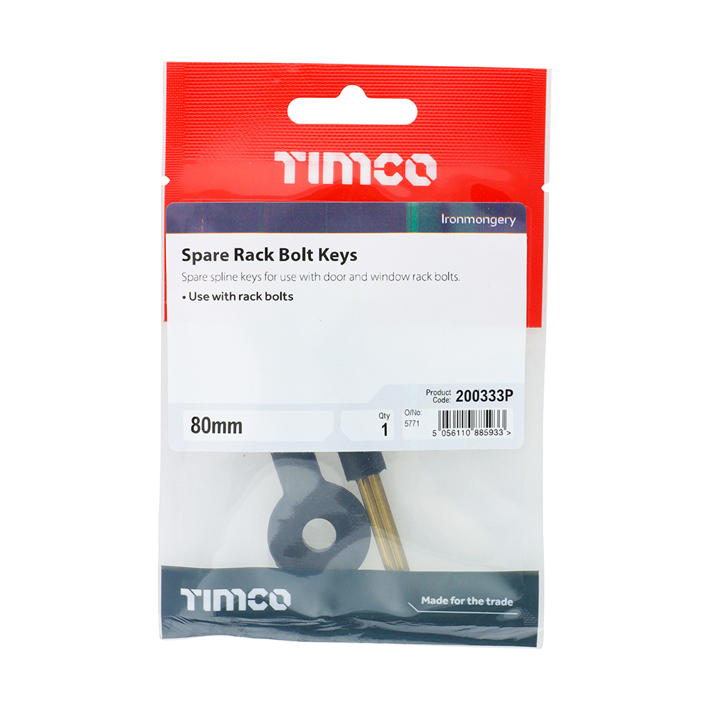 Timco Spare Rack Bolt Key - 80mm - TIMpac of 2