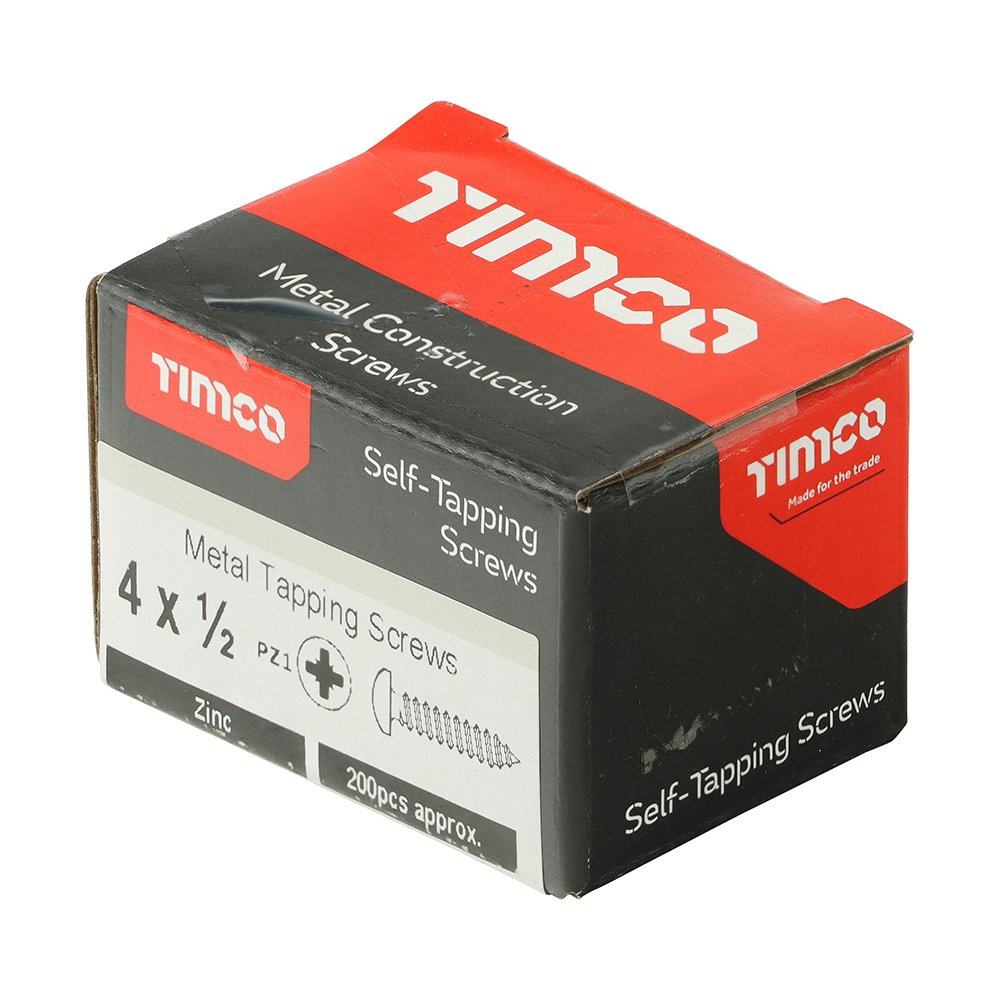 Timco Self-Tapping Screws - PZ - Pan - Zinc - 4 x 1/2 - Box of 200