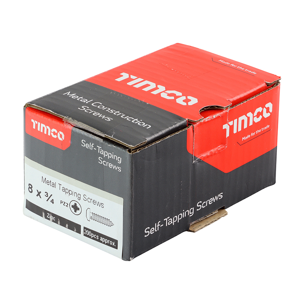 00834CPAZS_w2 Timco Self-Tapping Screws - PZ - Pan - Zinc - 8 x 3/4 - Box of 200