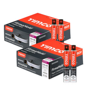 Two Boxes of Timco FirmaHold 2.8 x 50mm Collated Clipped Head Nails & 3 Fuel Cells - FirmaGalv - Trade Pack - Ring Shank - Box of 3300 - CFGT50GX2