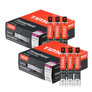 Two Boxes of Timco FirmaHold 2.8 x 63mm Collated Clipped Head Nails & 3 Fuel Cells - FirmaGalv - Trade Pack - Ring Shank - Box of 3300 - CFGT63GX2